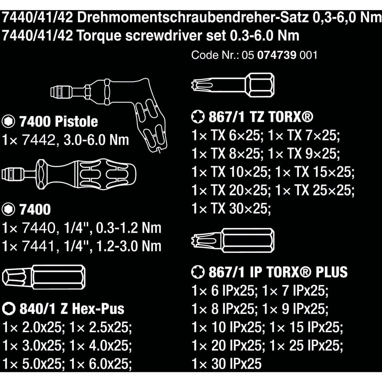 Wera 7440 41 42 kraftform momentschroevendraaierset 0,3-6,0nm (zwart groen, 27-delig, met rapidaptor snelspanboorhouder)