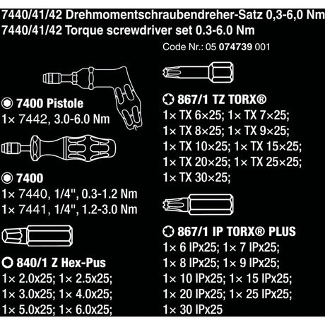 Wera 7440 41 42 kraftform momentschroevendraaierset 0,3-6,0nm (zwart groen, 27-delig, met rapidaptor snelspanboorhouder)