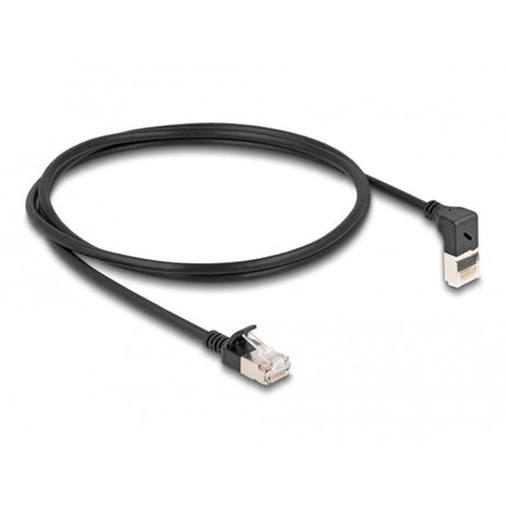 Delock rj45 network cable cat.6a s ftp slim 90° upwards angled straight 1 m kabel (zwart)
