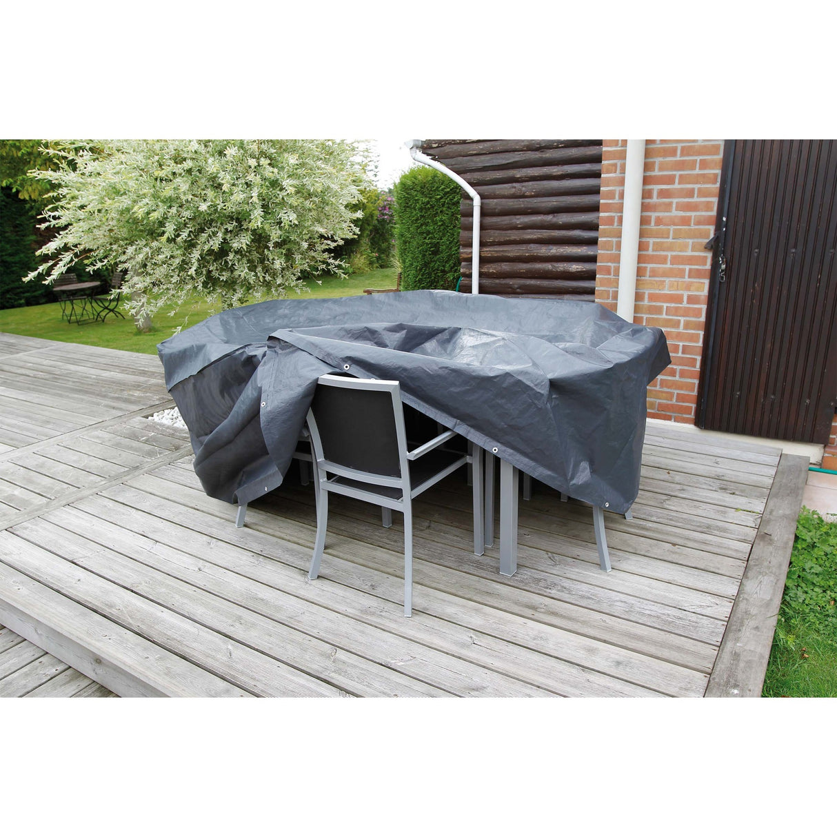 Nature tuinmeubelafdekhoes voor ronde tafel en stoelen afdekking (grijs, 6030601)