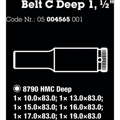 Wera belt c deep 1 doppenset, 1 2 dopsleutel (zwart, 6-delig)