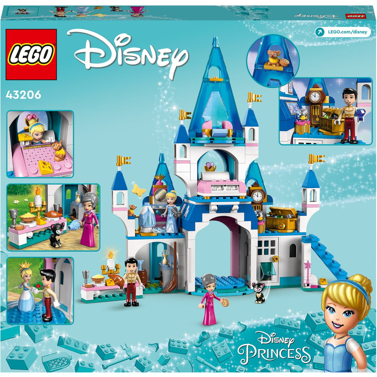 Lego disney princess - het kasteel van assepoester en de knappe prins constructiespeelgoed (43206)