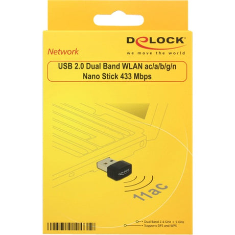 Delock usb 2.0 dual band wlan nano stick wlan adapter (zwart)