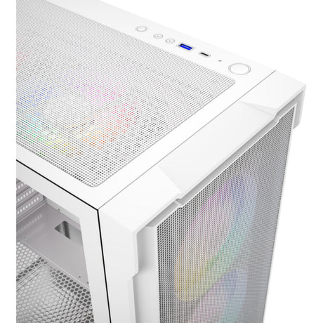 Xyz pc gear airone 300-x mesh midi tower behuizing (wit | 1x usb-a | 1x usb-c | tempered glass)