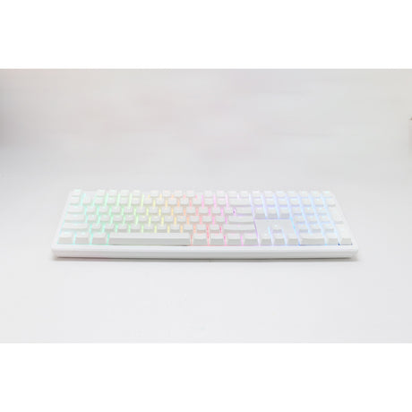Ducky zero 6108 pure white rgb mechanisch gaming toetsenbord (wit, us lay-out (qwerty), cherry mx2a brown, 100%, rgb leds, double-shot pbt, hot swap, 2.4ghz | bluetooth | usb-c)