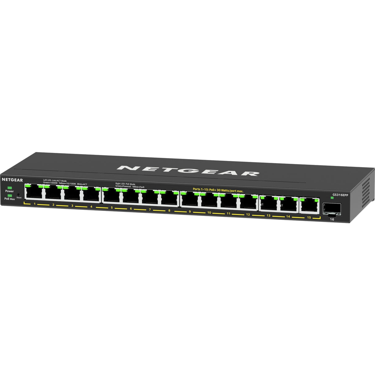 Netgear gs316epp switch (zwart)