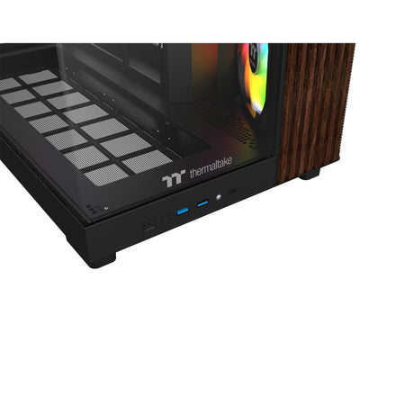 Thermaltake view 380 xl ws argb midi tower behuizing (zwart houtkleur | 2x usb-a | 1x usb-c | rgb | tempered glass)