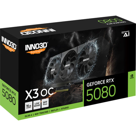 Inno3d geforce rtx 5080 x3 oc grafische kaart (dlss 4, 3x displayport, 1x hdmi 2.1)