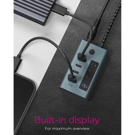 Icy box ib-hub1454-c31 usb-hub (grijs blauwgrijs, 4x usb-c 3.2 (10 gbit s))