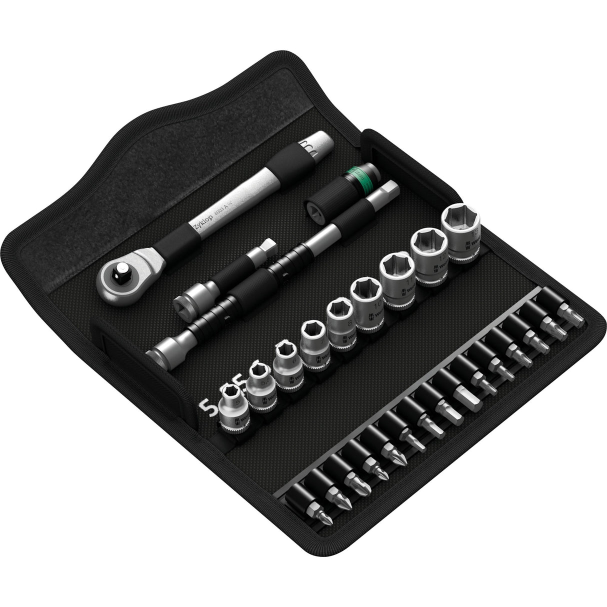 Wera 8100 sa 7 zyklop metal-ratelset doorsteekvierkant 1 4 gereedschapsset (28-delig)