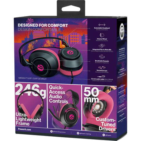 Powera lucidsound ls10 bedrade gamingheadset - middernachtelijke branding over-ear gaming headset (zwart roze, playstation 5, playstation 4, xbox series x|s, xbox one, pc, mobiel)