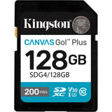 Kingston canvas go! plus sdxc 128 gb geheugenkaart (zwart, class 10, uhs-i u3, v30)