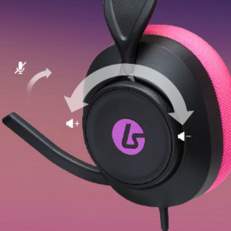 Powera lucidsound ls10 bedrade gamingheadset - middernachtelijke branding over-ear gaming headset (zwart roze, playstation 5, playstation 4, xbox series x|s, xbox one, pc, mobiel)