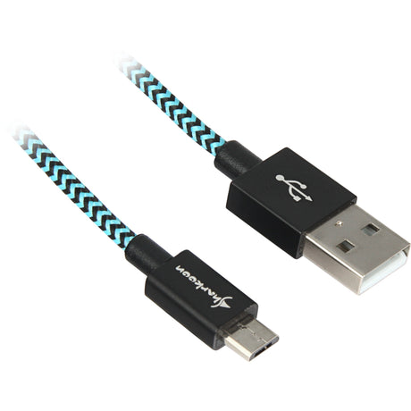 Sharkoon usb 2.0 kabel, usb-a > micro-usb b (zwart lichtblauw, 3 meter)
