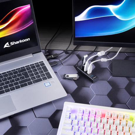 Sharkoon 4-port usb 3.2 gen 1 aluminium usb-hub (zwart)