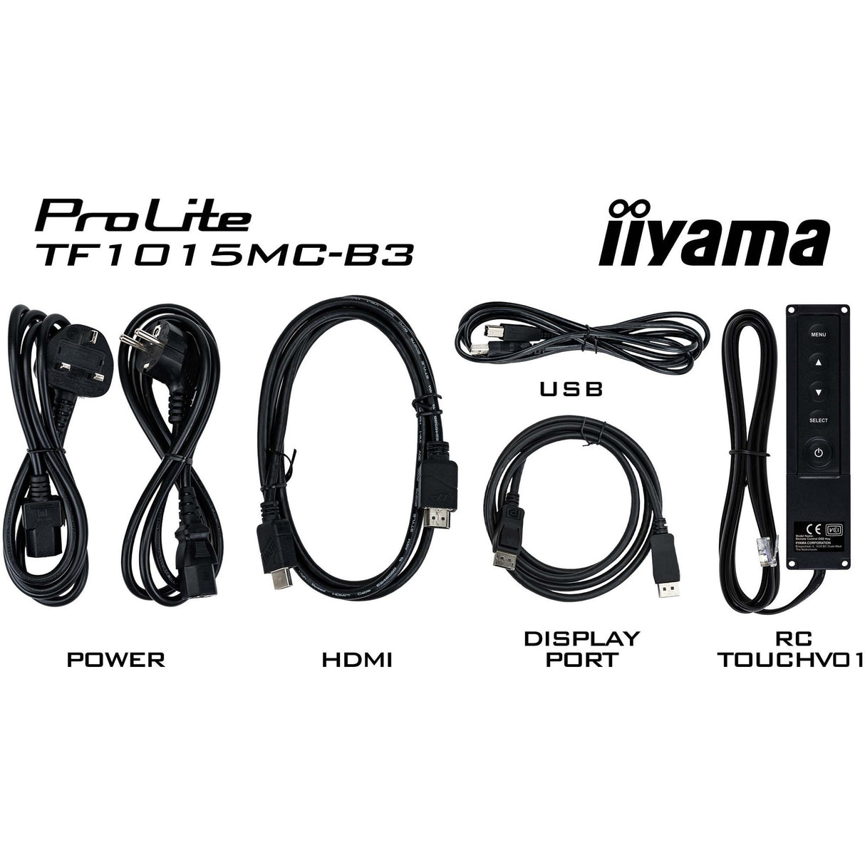 Iiyama prolite tf1015mc-b3 10.1 touchscreen monitor (zwart, hdmi, displayport, vga, usb-b, rj-45)
