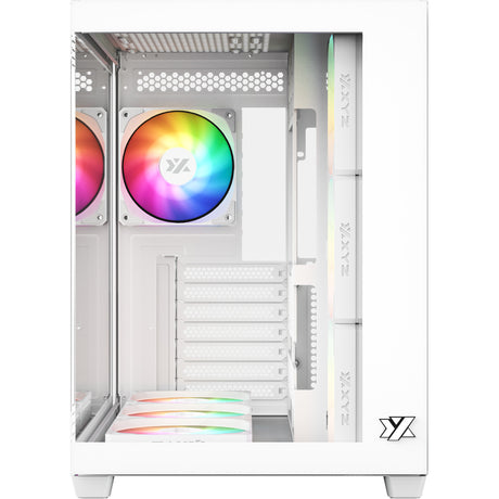Xyz pc gear tesseract x midi tower behuizing (wit | 2x usb-a | 1x usb-c | tempered glass)