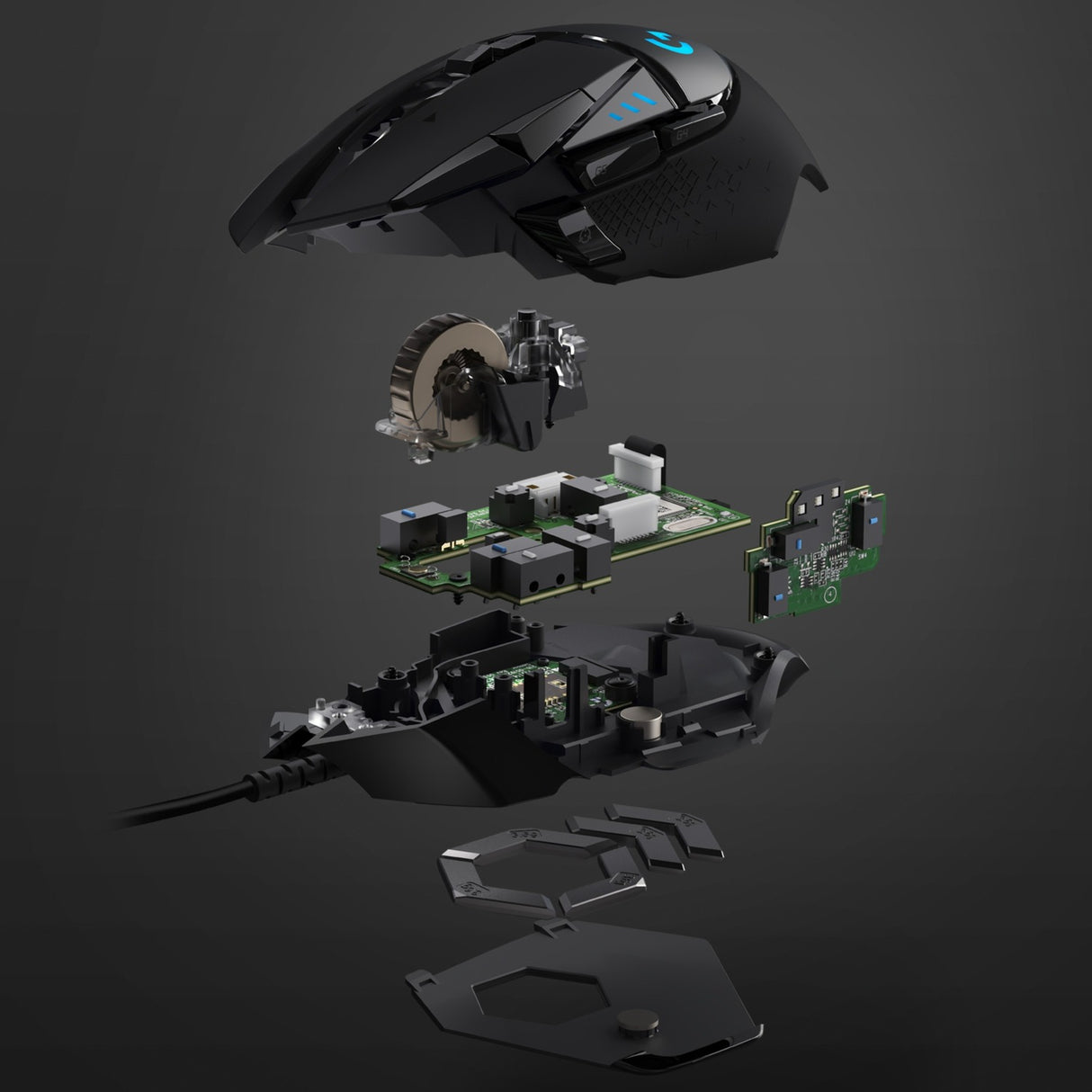 Logitech g502 hero high performance gaming mouse (zwart, 100 - 25.600 dpi, rgb leds)