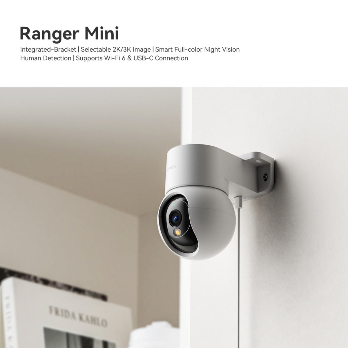 Imou ranger mini – beveiligingscamera – binnencamera – 2k 3mp full hd – draai- en kantelfunctie – slim volgen - slim kleurennachtzicht