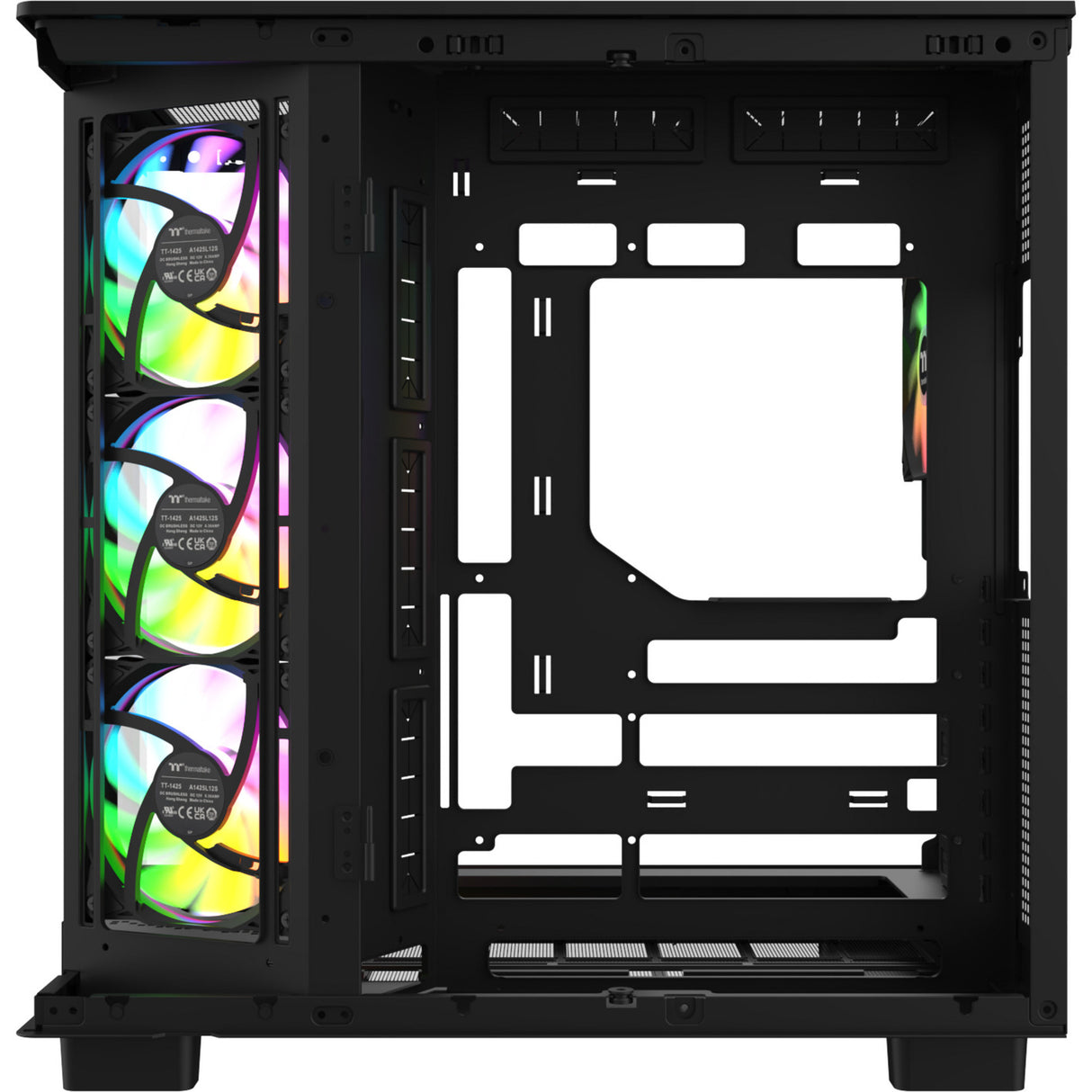 Thermaltake view 380 xl ws argb midi tower behuizing (zwart houtkleur | 2x usb-a | 1x usb-c | rgb | tempered glass)