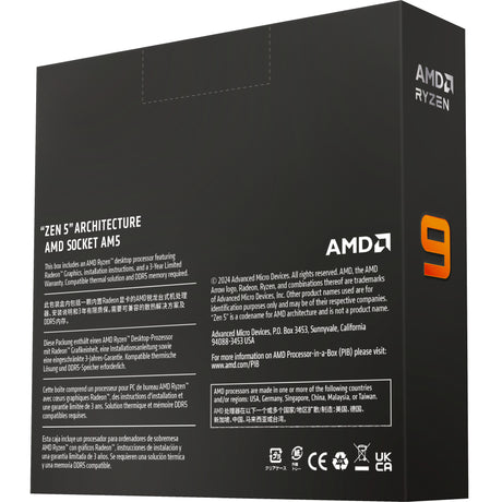 Amd ryzen 9 9950x, 4,4 ghz (5,7 ghz turbo boost) socket am5 processor (unlocked, boxed)