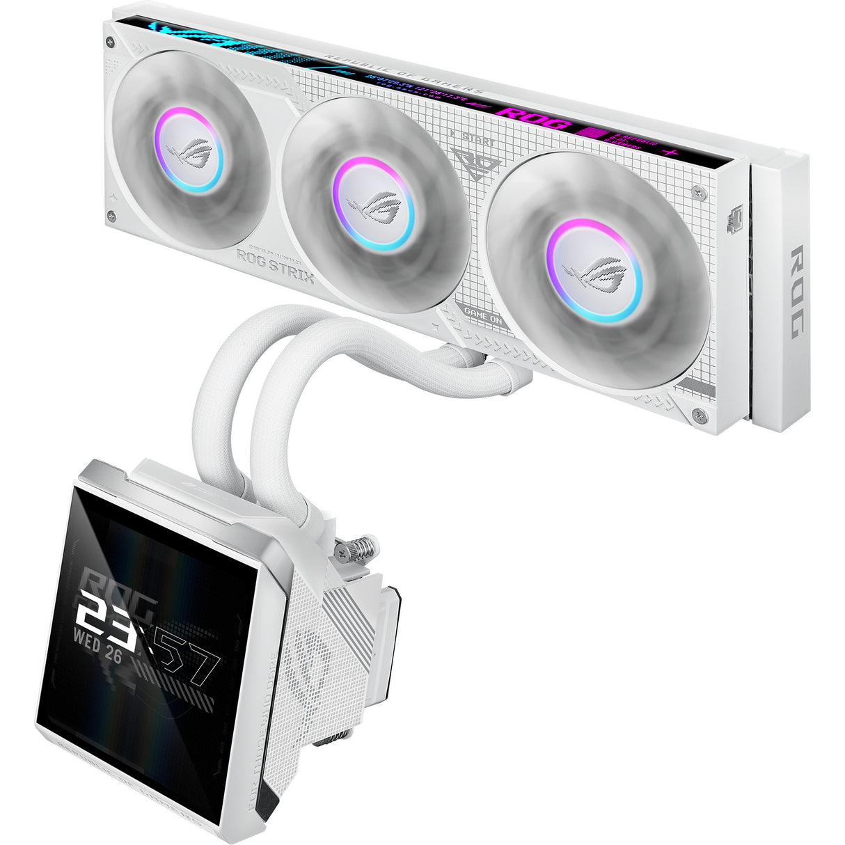 Asus rog strix slc iv 360 argb lcd white edition waterkoeling (wit)