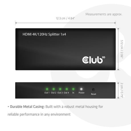 Club 3d hdmi splitter 1x > 4x hdmi 4k 120hz (zwart)