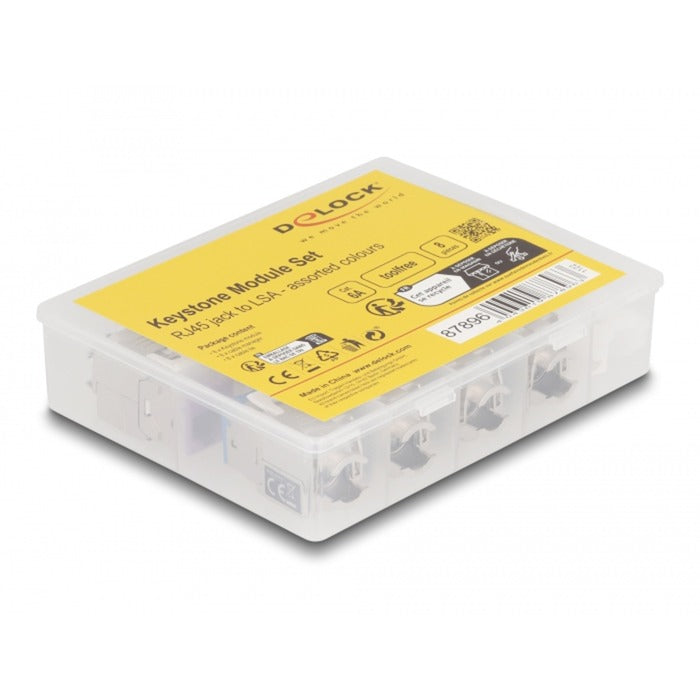 Delock rj45 jack naar lsa cat 6a toolfree keystone module (meerkleurig, 8 stuks)