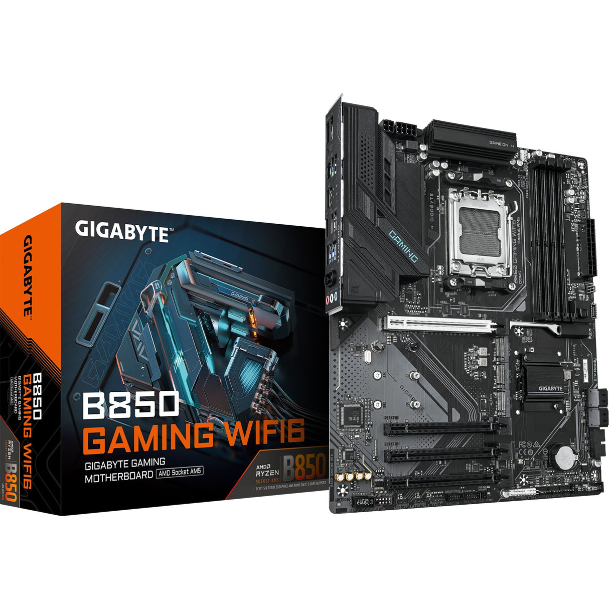 Gigabyte b850 gaming wifi6 socket am5 moederbord (zwart, raid, gb-lan, wi-fi 6, bt, sound, atx)