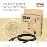 Club 3d usb-c naar displayport 2.1 kabel (zwart, 2 meter)
