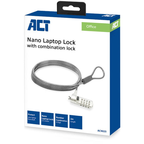 Act connectivity nano laptopslot met cijfercode diefstalbeveiliging (grijs, 2 meter)