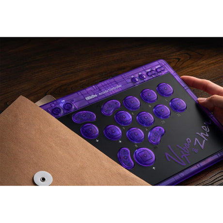 8bitdo arcade controller - transparent purple signature edition (paars transparant, 2.4 ghz bluetooth usb, nintendo switch 1 + 2, pc)