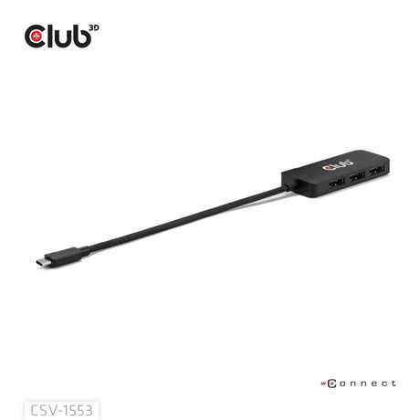 Club 3d usb-c naar 3x displayport hub (zwart)