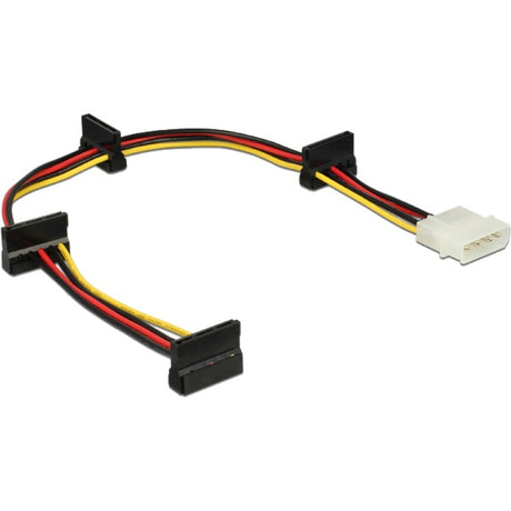 Delock kabelvoeding molex 4-pins stekker naar 4x sata 15-pins adapter (zwart rood, 0,4 meter)