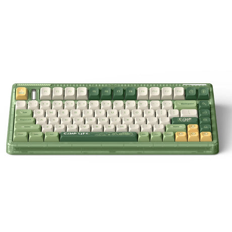 Iqunix og80 camping wireless mechanical keyboard (groen, us lay-out (qwerty), cherry mx red, 80% (tkl), rgb leds, hot-swappable, pbt, 2.4ghz | bluetooth 5.1 | usb-c)