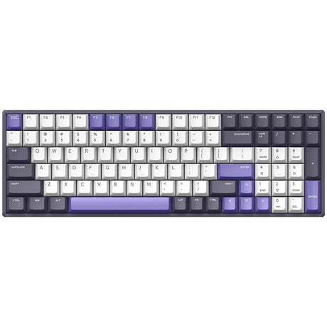 Iqunix f97 lavandin wireless mechanical keyboard (lavendel, us lay-out (qwerty), cherry mx brown, 96%, rgb leds, hot-swappable, pbt, 2.4ghz | bluetooth 5.1 | usb-c)