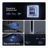 Ugreen nasync dh4300 plus (grijs, 1x 2,5gbe, hdmi, usb-c)