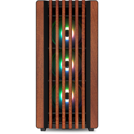Sharkoon rebel c70g rgb midi tower behuizing (zwart houtkleur | 2x usb-a | 1x usb-c | rgb | tempered glass)