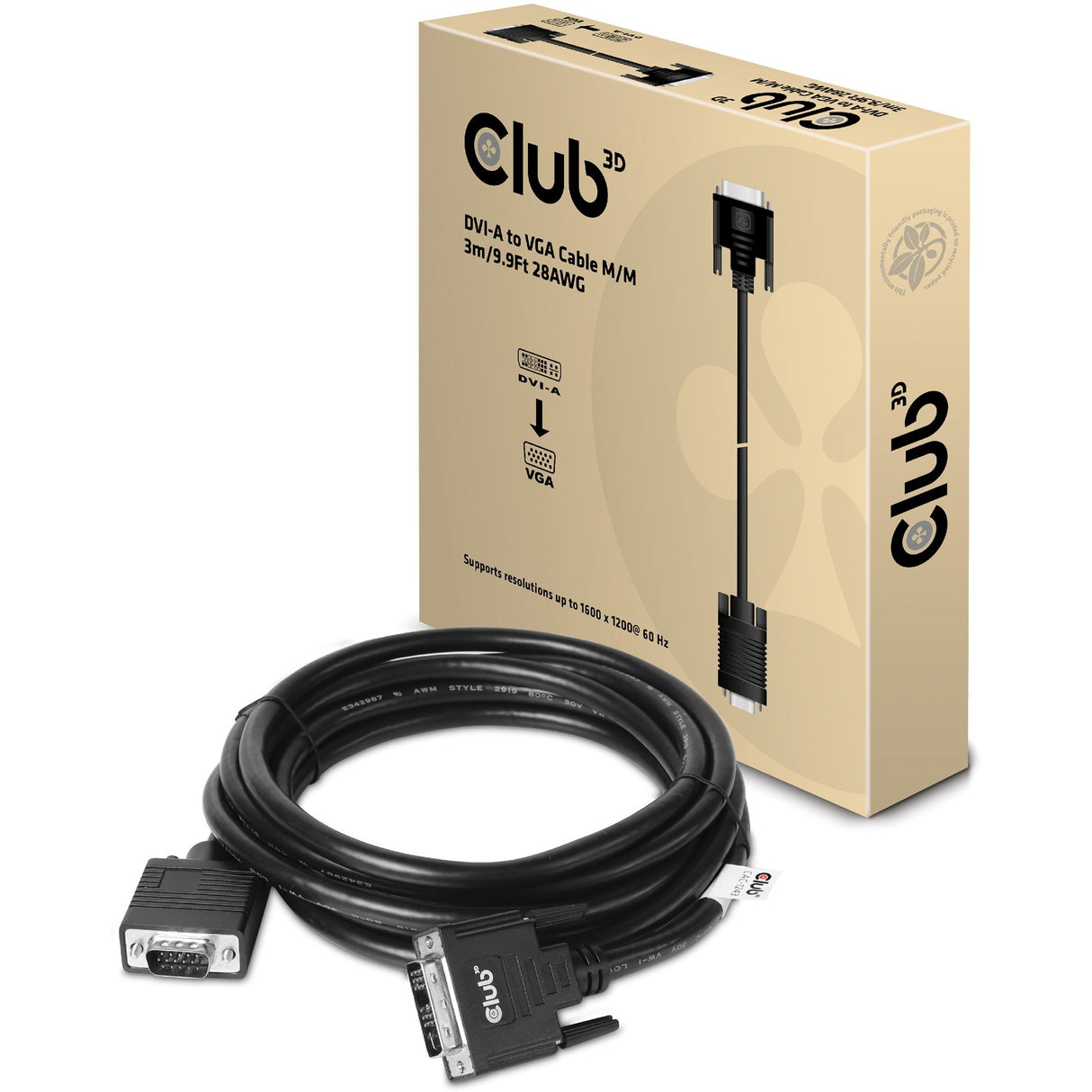 Club 3d dvi-a naar vga kabel (3 meter)