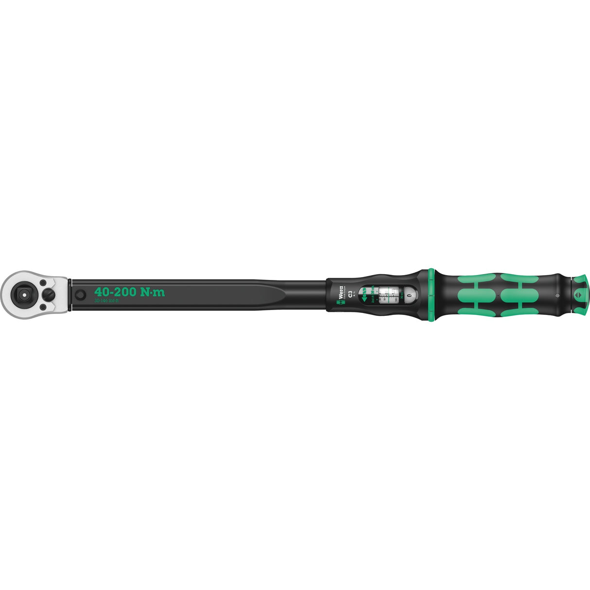 Wera click-torque c 3 push r l instelbare draaimomentsleutel (zwart groen, 40-200 nm)