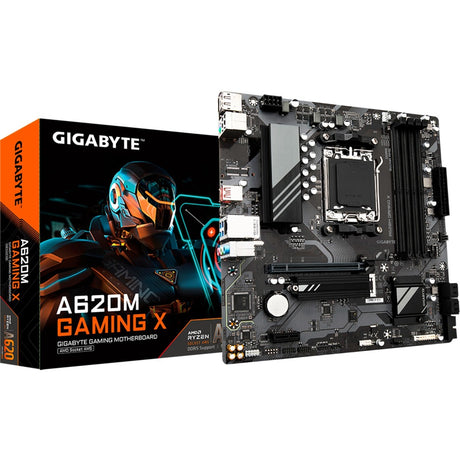 Gigabyte a620m gaming x (rev. 1.0) socket am5 moederbord (zwart grijs, raid, gb-lan, sound, µatx)