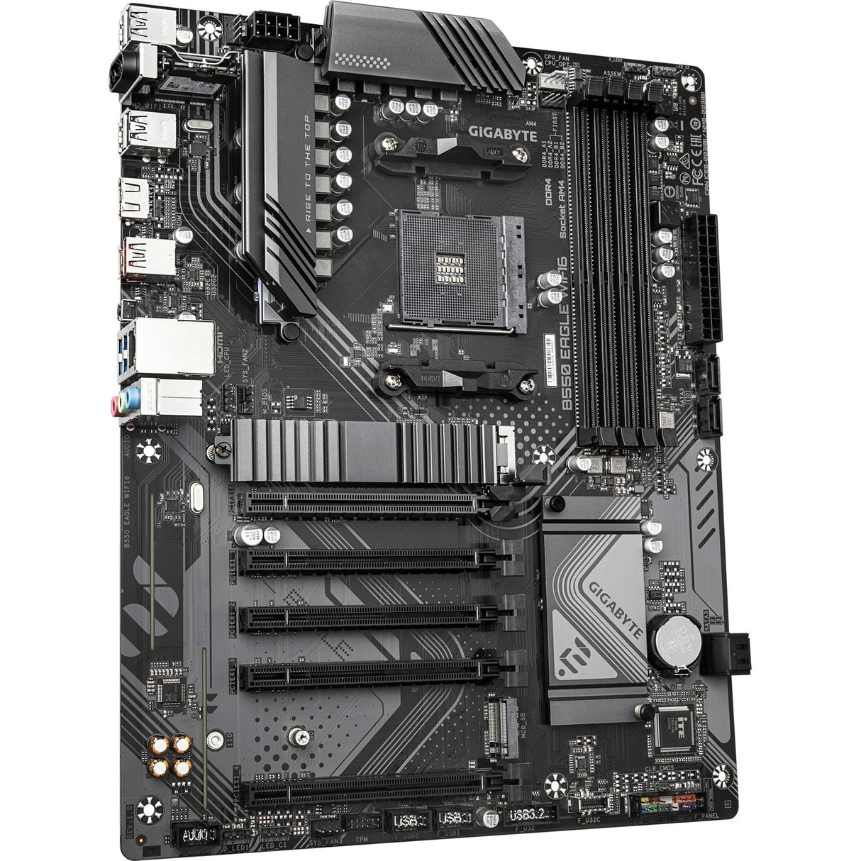 Gigabyte b550 eagle wifi6 socket am4 moederbord (zwart grijs, raid, gb-lan, wi-fi 6, bt, sound, atx)
