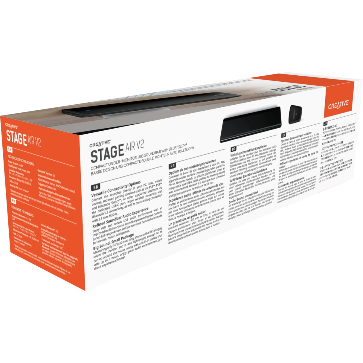 Creative stage air v2 soundbar (zwart, bluetooth)
