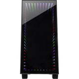 Inter-tech x-608 infinity micro midi tower behuizing (zwart | 1x usb-a | 1x usb-c | rgb | window)