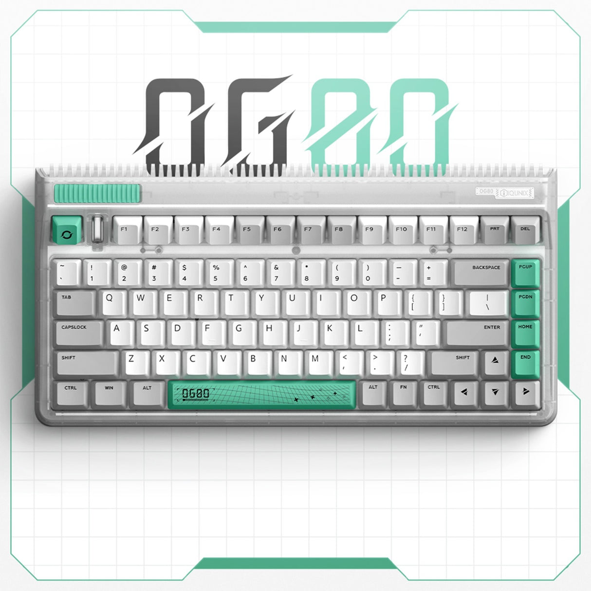 Iqunix og80 wormhole wireless mechanical keyboard (grijs, us lay-out (qwerty), cherry mx red, 80% (tkl), rgb leds, hot-swappable, pbt, 2.4ghz | bluetooth 5.1 | usb-c)