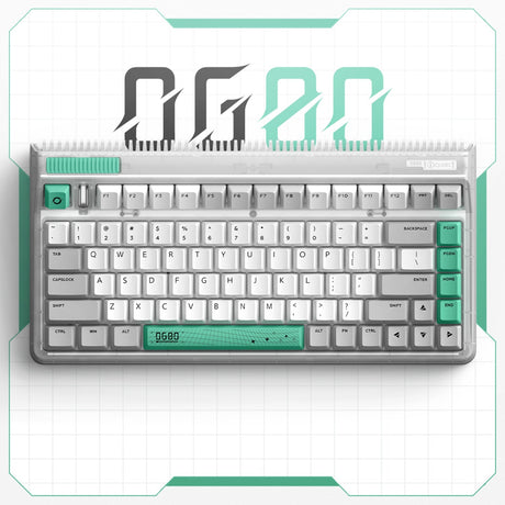Iqunix og80 wormhole wireless mechanical keyboard (grijs, us lay-out (qwerty), cherry mx red, 80% (tkl), rgb leds, hot-swappable, pbt, 2.4ghz | bluetooth 5.1 | usb-c)