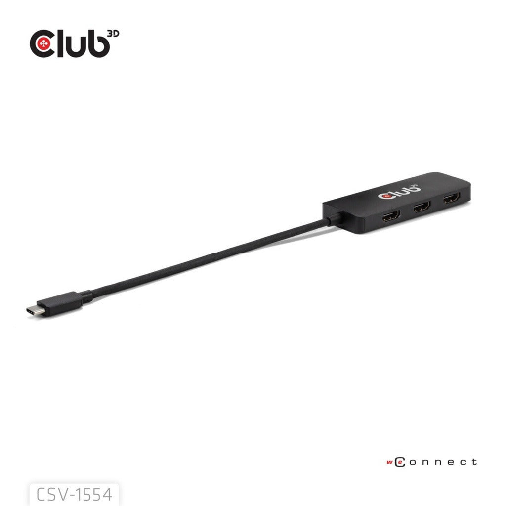 Club 3d usb-c naar 3x hdmi hub (zwart)