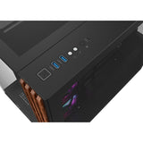 Thermaltake view 380 ws argb midi tower behuizing (zwart houtkleur | 2x usb-a | 1x usb-c | rgb | tempered glass)