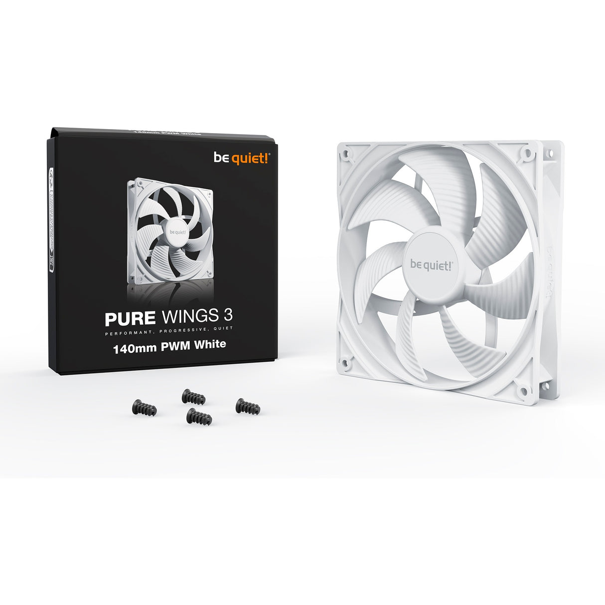 Be quiet! pure wings 3 pwm case fan (wit, 140 x 140 x 25 mm)