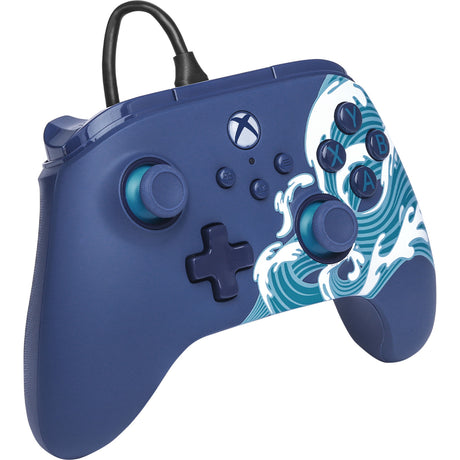 Powera advantage controller met kabel voor de xbox series x|s - watergolf (azuurblauw, xbox series x|s, xbox one, pc)